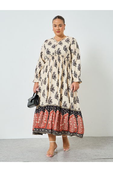 Plus Size Floral Print Maxi Dress