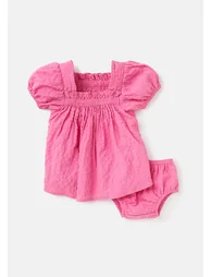 Seersucker Pink Shirred Puff Sleeve - 2