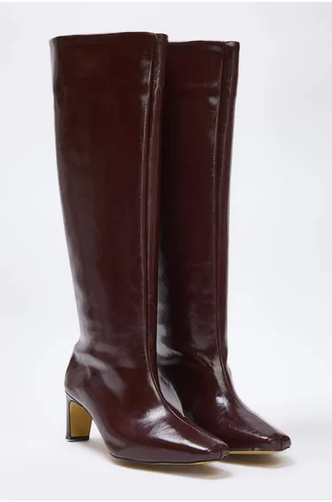 Bordeaux thin heeled women's boot