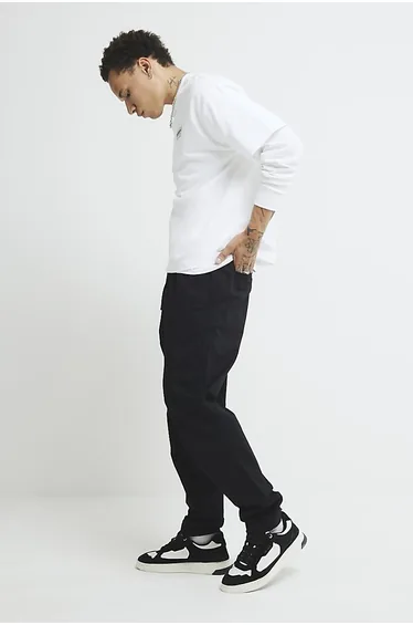 Black Regular Fit Pull On Joggers