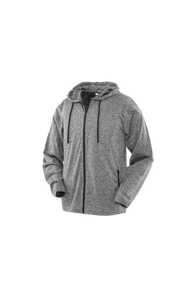 Spiro Mens Hooded T-Shirt Jacket - Marl Grey