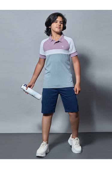 Boys Color Block Slim Fit Polo Sports T-Shirt