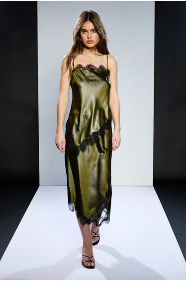 Runway 1.8.1.8 Pu Satin Slip Skirt