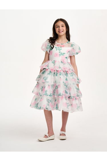 Girls Peony Princess Dress in White