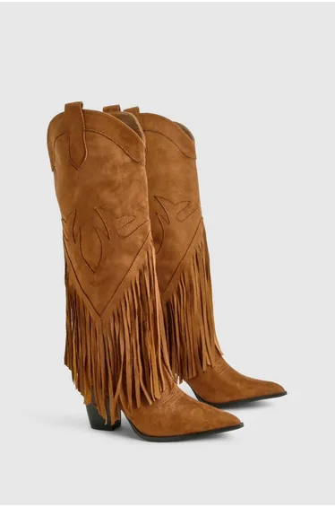 Vintage Look Western Style Tassel Detail Cowboy Boots