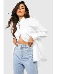 Oversized Cotton Poplin Shirt - white
