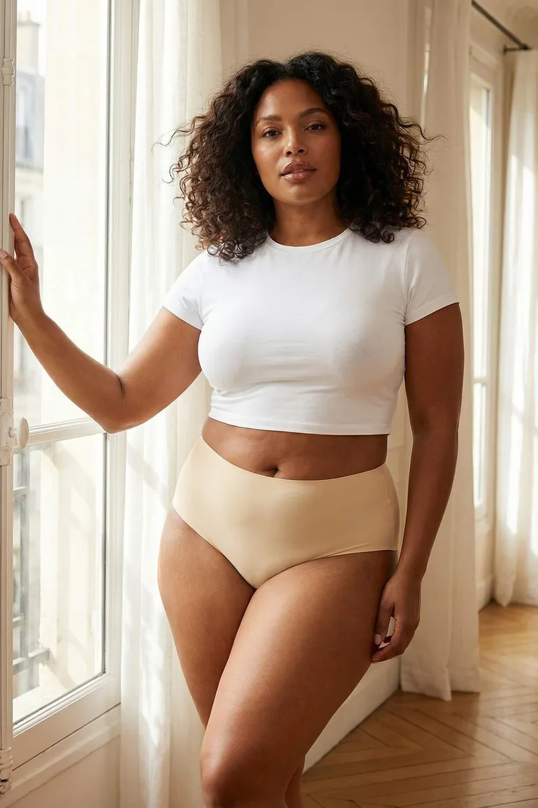 Brown 6-Pack Micro Stitch-Free /Non-Marking L Laser Cut High Waist Hipster Knitted Panties - 1