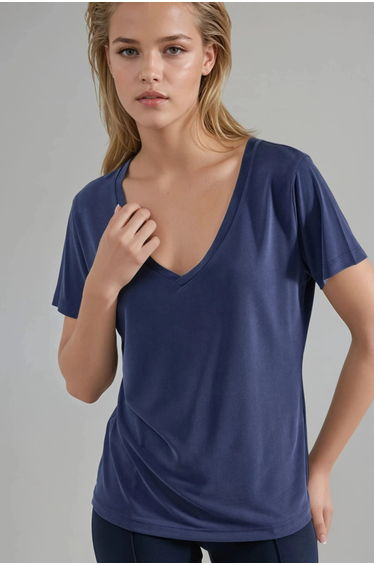 BUSEM V-Neck Short Sleeve Modal Blouse