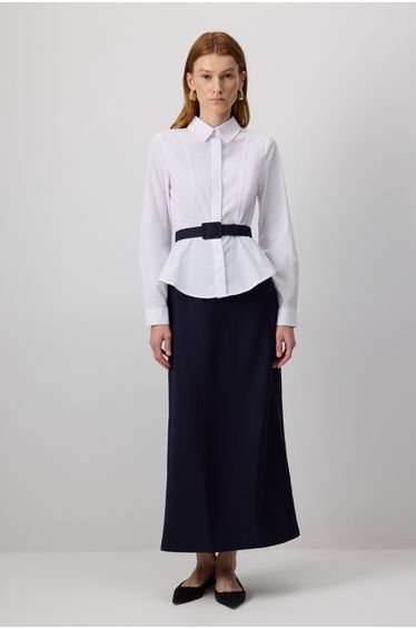 FRILLY WAIST BELTED DRESS
