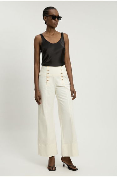 Cotton Tailored Button Detail Trousers