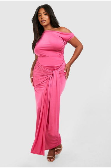 Plus Lace Trim Off The Shoulder Asymmetric Top