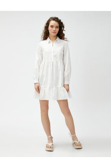 White Column Midi Dress with Long Sleeves