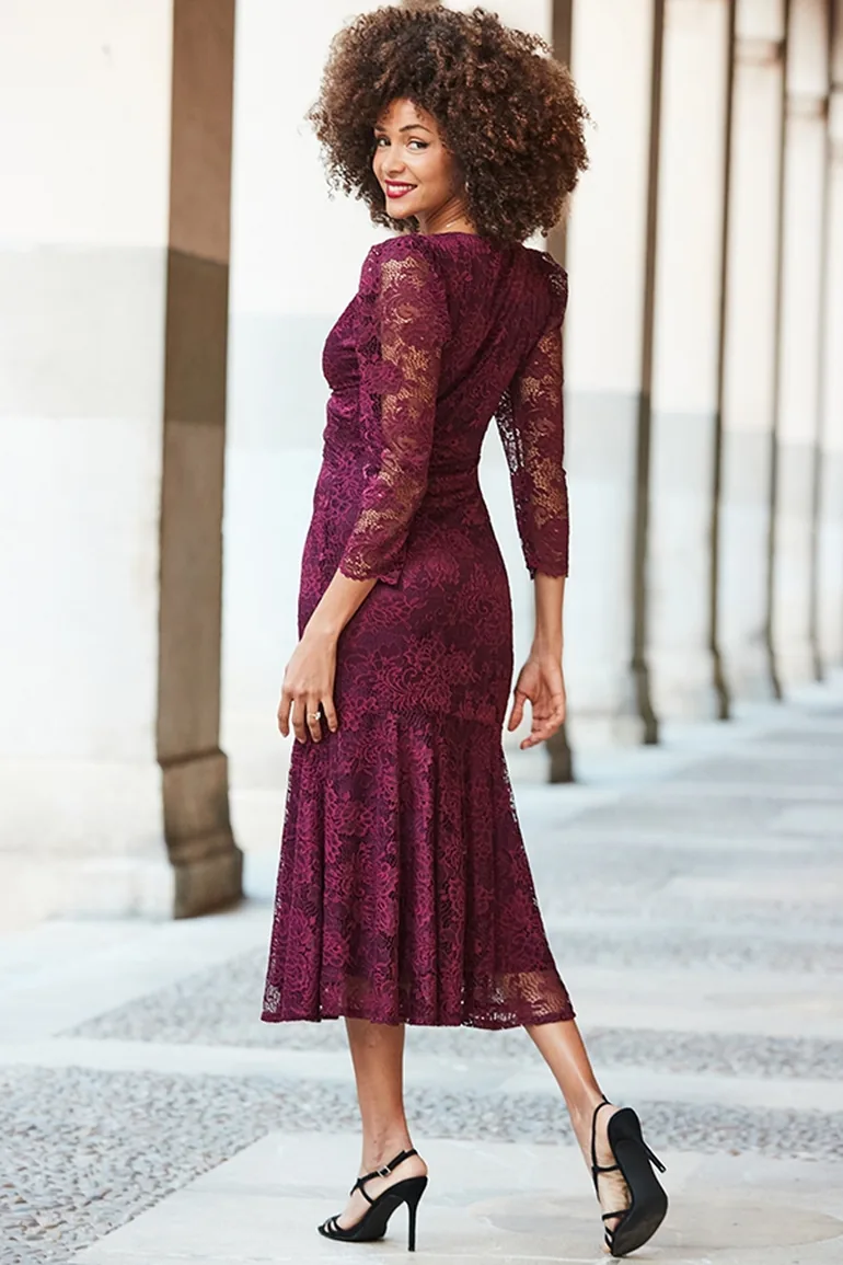 modest cream lace dress Solora Cream Lace Twisted Bardot-Neck Maxi Dress – Club L London main image 0