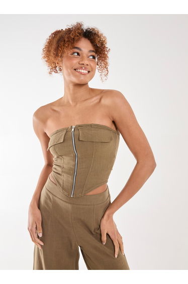 Linen Cargo Corset Top