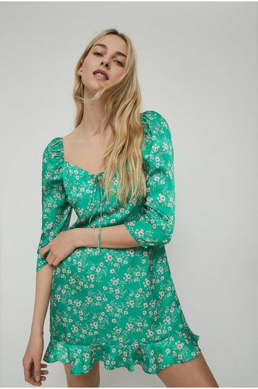 Puff Sleeve Mini Dress In Floral