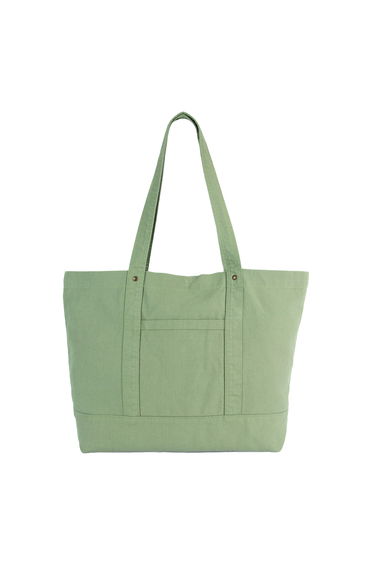 Kimood Cotton Washed Tote Bag - Green Clay