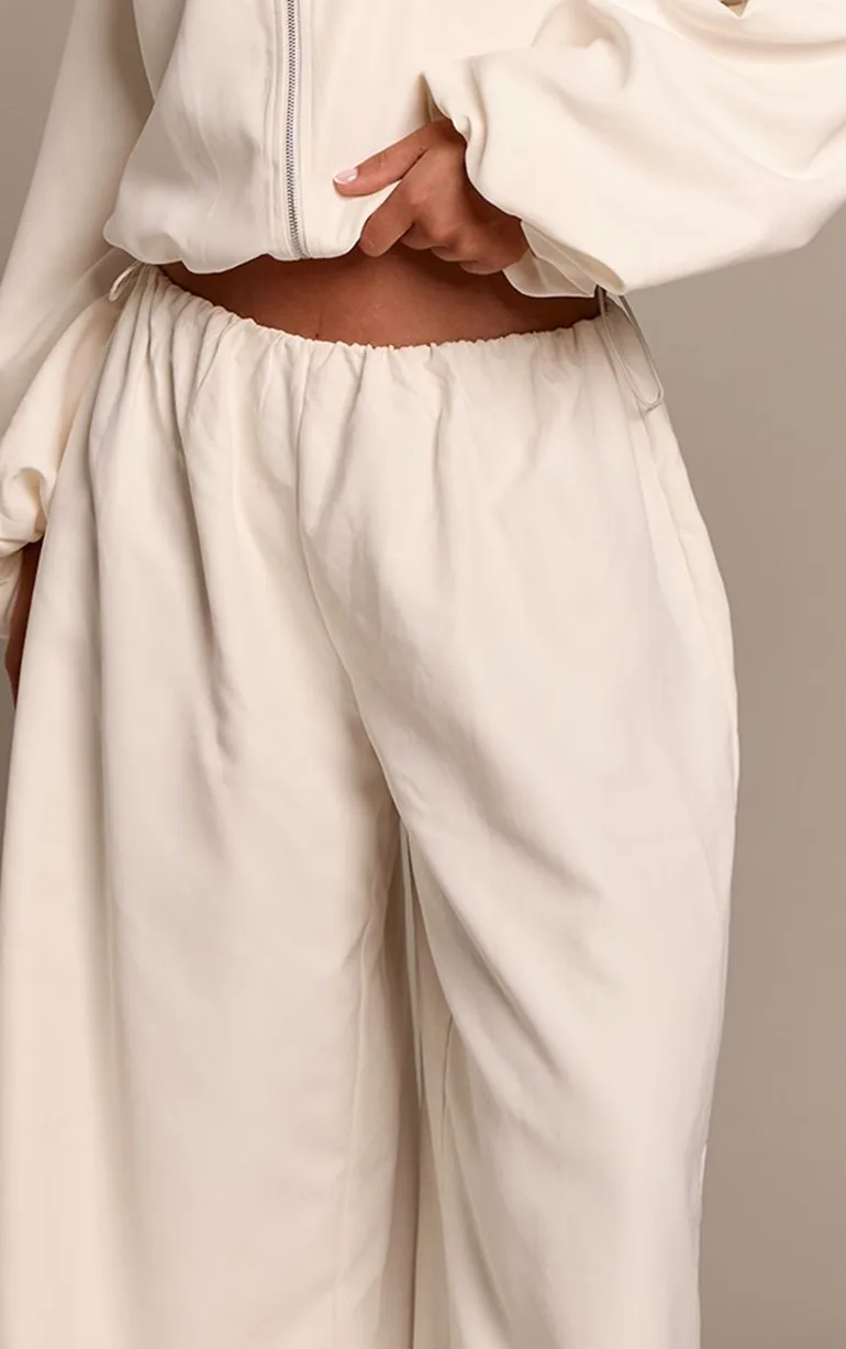 Cream Peach Skin Balloon Leg Trouser Co Ord - 1