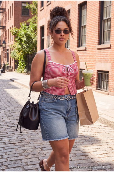 Mavi*001 High Waist Destroyed 100% Cotton Plus Size Denim Shorts & Bermuda