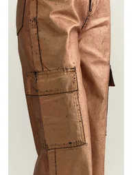 Limited Edition Bronze Wide Leg Shiny Printed Jeans - 6