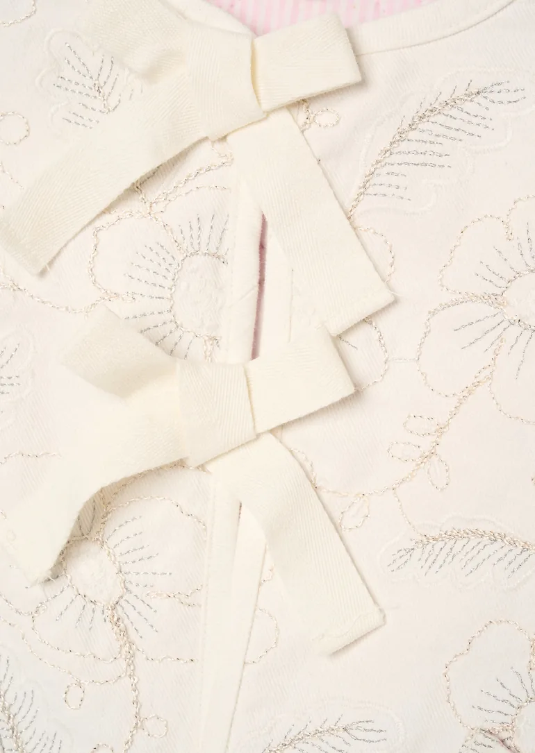 Aurora Embroidered Tie Front Jacket - Ivory - 5