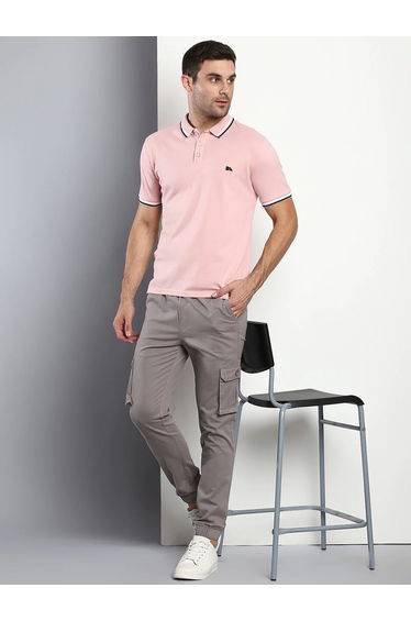 Solid Mid Rise Slim Fit Cargo Joggers