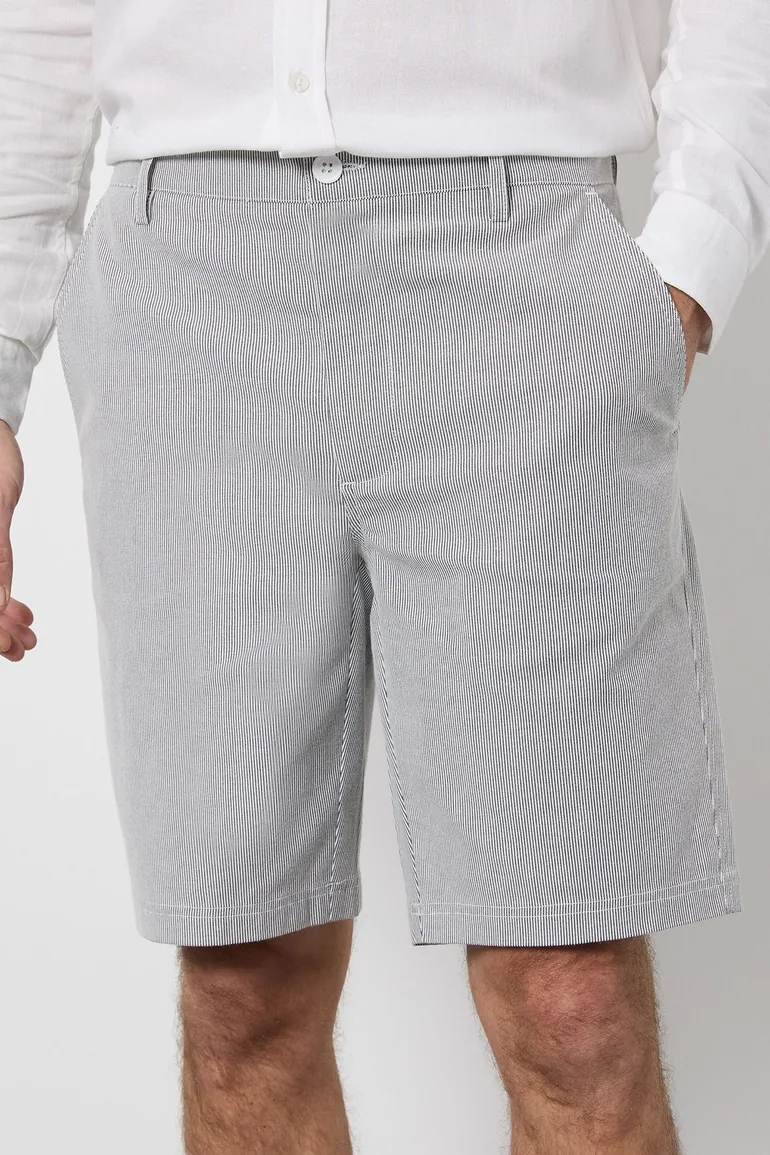 Grey Pinstripe Chino Shorts - 3