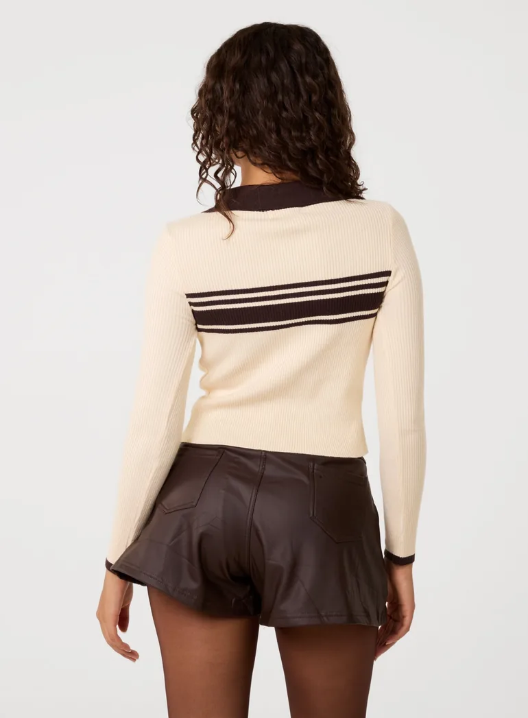 Stripe Front Zip Up Sweatshirt - 2