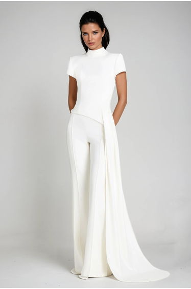 December Deconstruct Fringe Pants Set In White