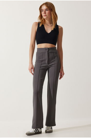 Women's Smoky High Waist Lycra Casual Knitted Trousers
