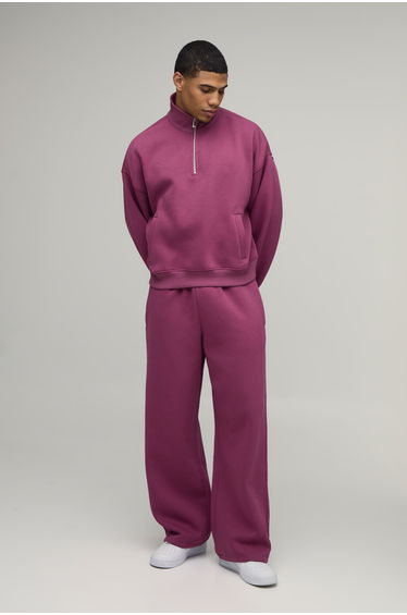 Oversized Boxy Slouchy Quarter Zip Funnel Neck Tracksuit