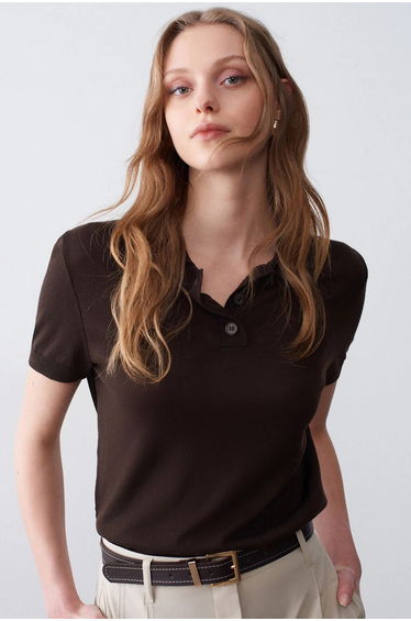 Dilvin Women's Polo Collar Button Blouse