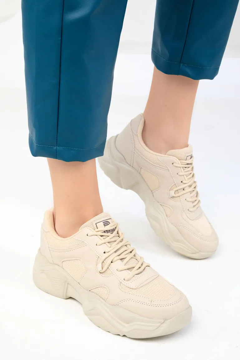 Beige Women's Sneaker 18240 - 1
