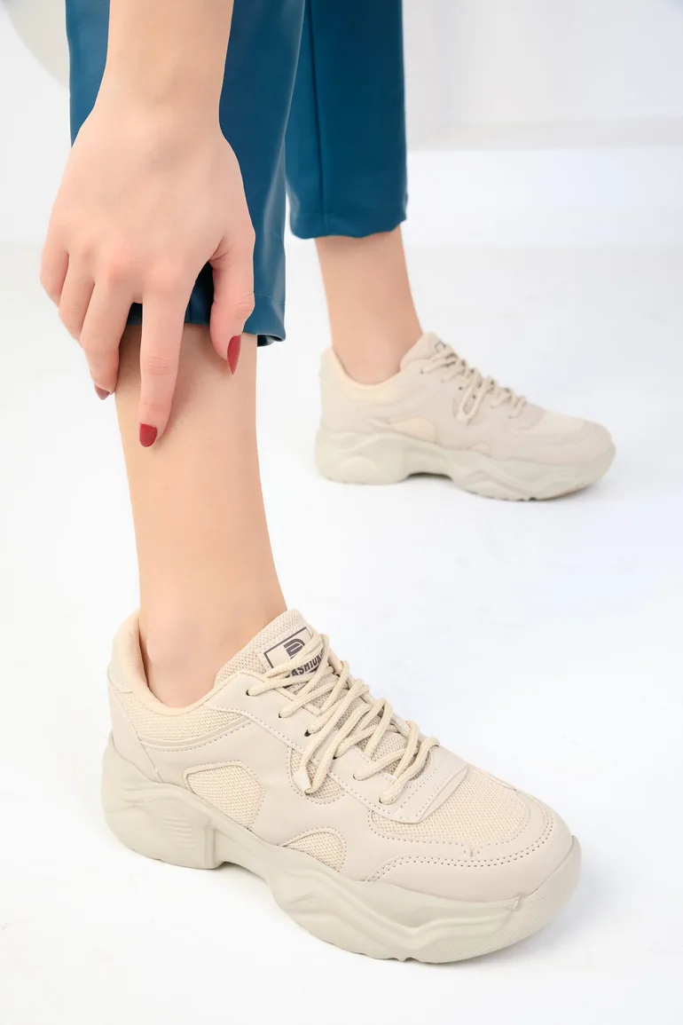 Beige Women's Sneaker 18240 - 4
