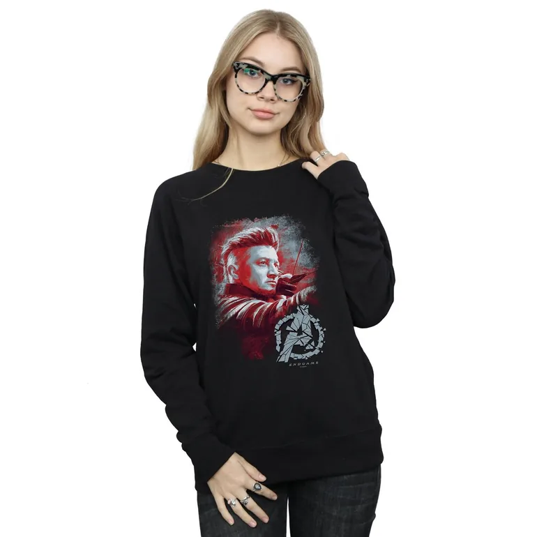 Marvel Womens/Ladies Avengers Endgame Hawkeye Brushed Sweatshirt - Black