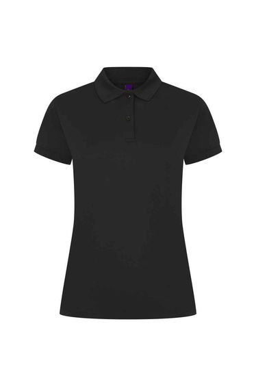 Henbury Womens/Ladies Pique Polo Shirt - Black