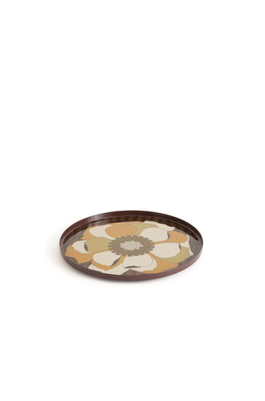 Solanne Floral Round Metal Tray