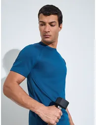Men Blue Raglan Sleeve Muscle Fit T-Shirt - 1