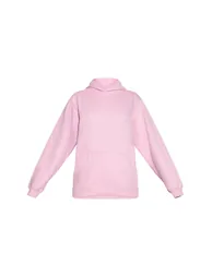 Pink Cotton Fleece Pullover Hoodie - 4