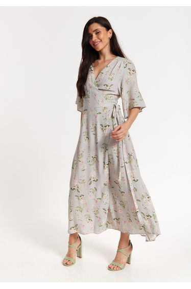 Floral Print Kimono Sleeve Wrap Maxi Dress product thumbnail 4