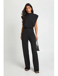 Tall Tailored Pleat Detail Wide Leg Jumpsuit - black