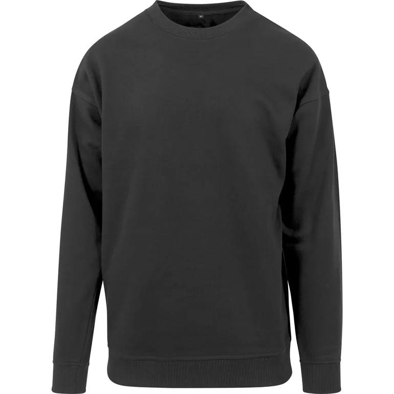 Mens Crew Neck Plain Sweatshirt - Black - 2
