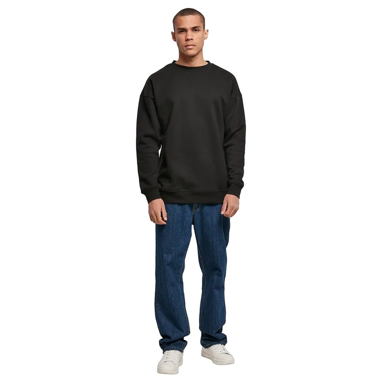 Mens Crew Neck Plain Sweatshirt - Black
