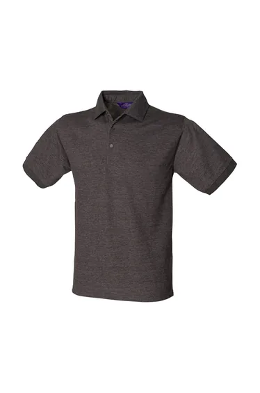 Henbury Mens Polycotton Heavy Polo Shirt - Charcoal