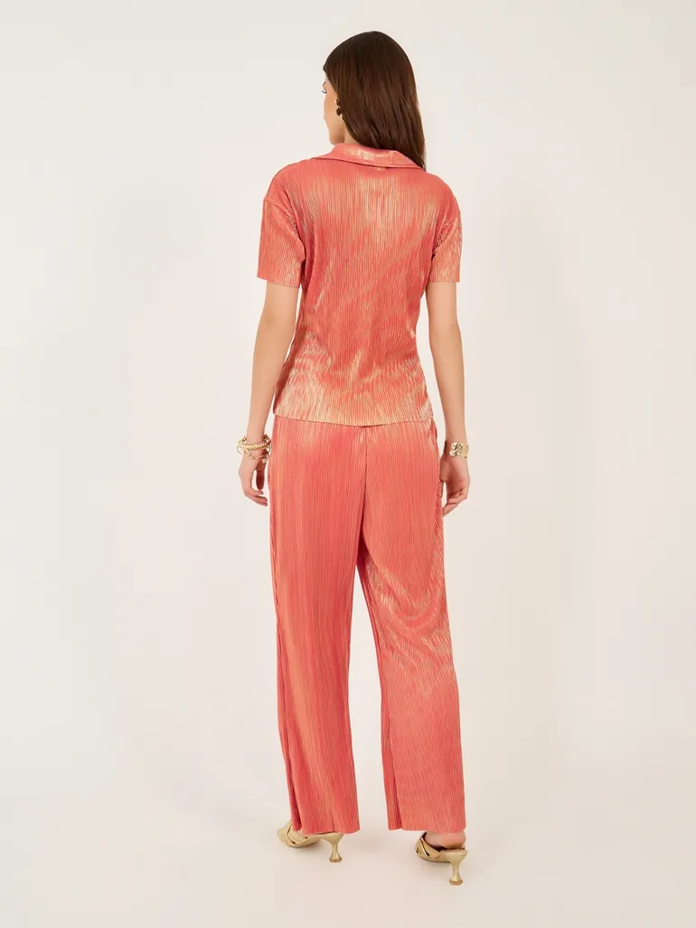 Plisse Short Sleeve Shirt and Pants Co-Ords - 4