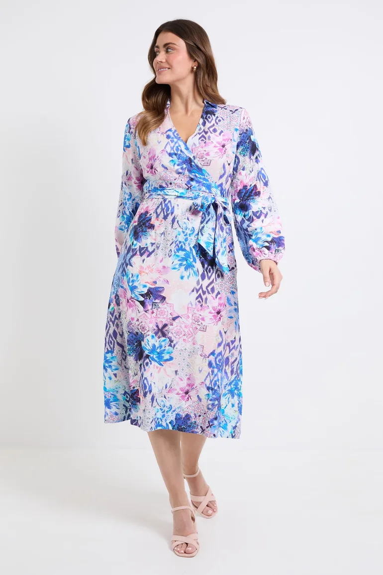 Floral Wrap Midi Dress