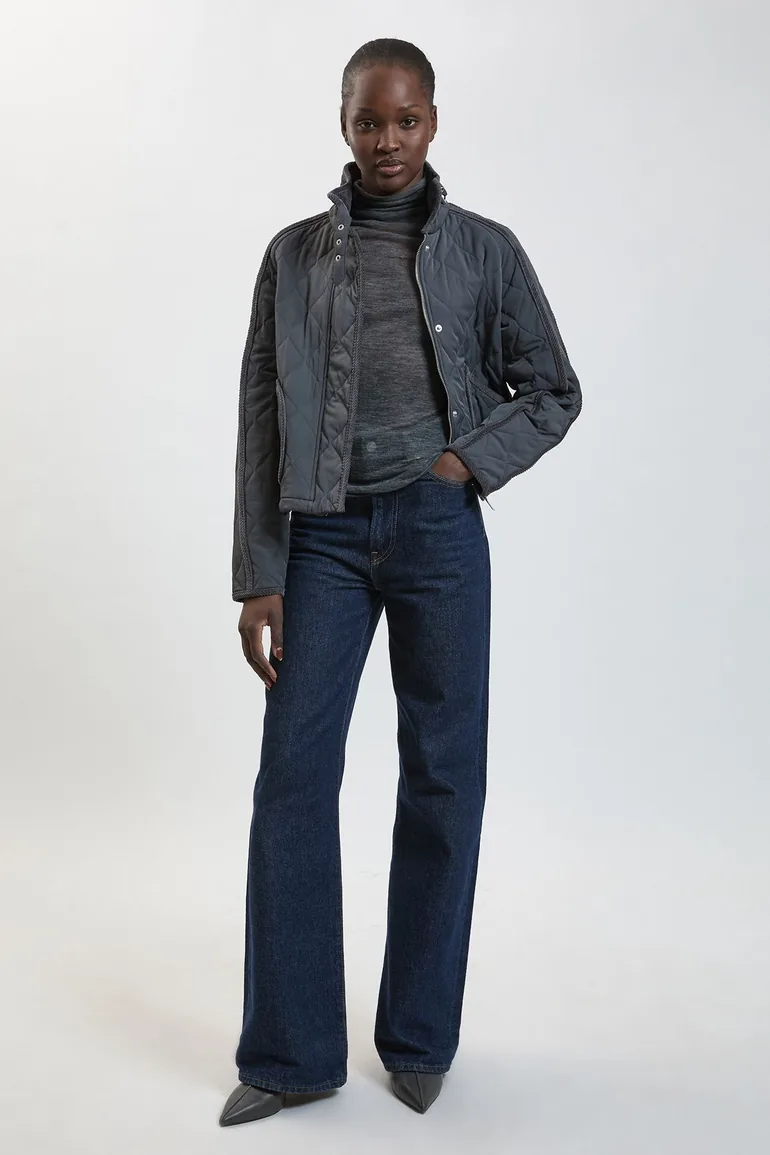 Quilted Tipped Detail Short Coat - 1