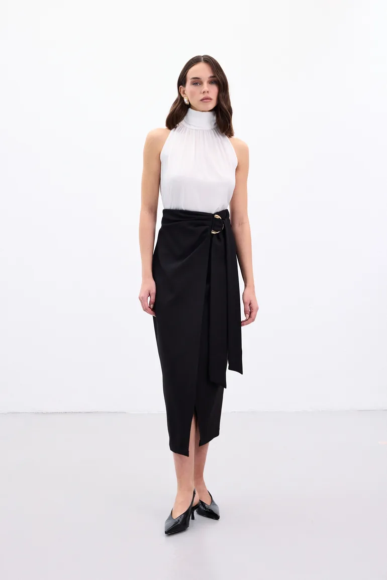 Accessory Belted Slit Skirt