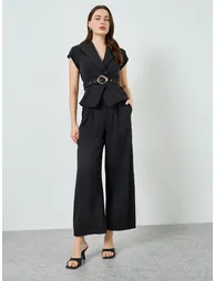 Women Belted Tailored Top and Pants Co-Ords - 2