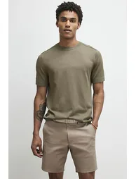 Beige Slim Stretch Chino Short With Belt - 1