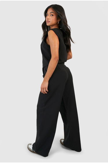 Petite Tailored Wide Leg Trouser - black product thumbnail 2